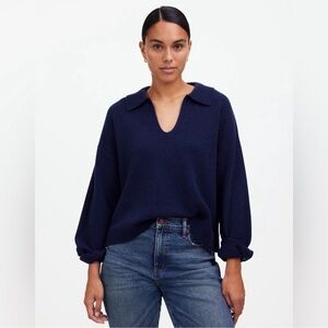 Madewell Cashmere-Wool Blend Polo Sweater in Bright Cobalt Size: M, NWT